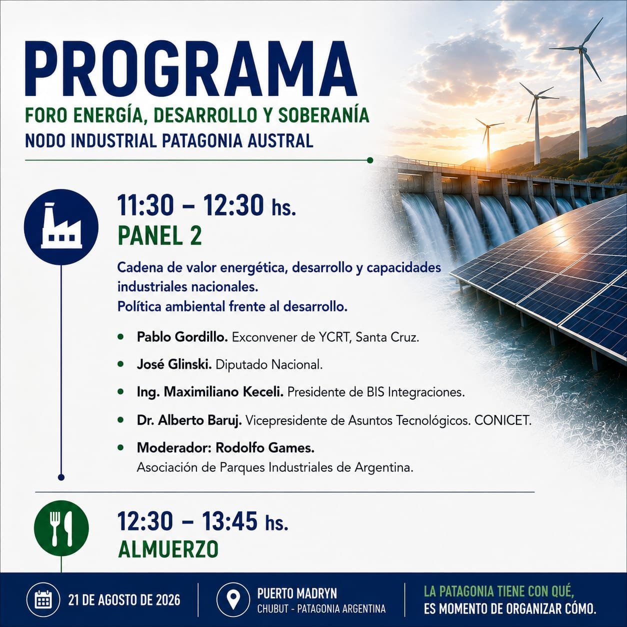 Programa del Panel 2 del Foro Energía, Desarrollo y Soberanía: cadena de valor energética y capacidades industriales nacionales